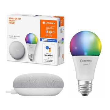 Ledvance - Enceinte intelligente Google Nest Mini + Ampoule LED SMART+ A60 E27/60W/230V