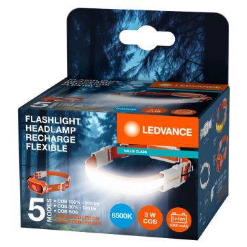 Ledvance - Lampe frontale LED rechargeable FLASHLIGHT LED/3W/5V 1000mAh