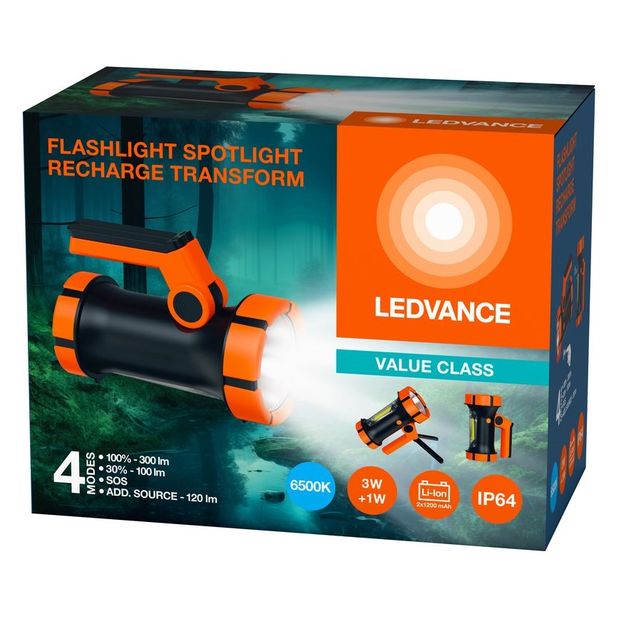 Ledvance - Lampe torche rechargeable LED avec batterie portative FLASHLIGHT LED/3W/5V IP64 2400mAh