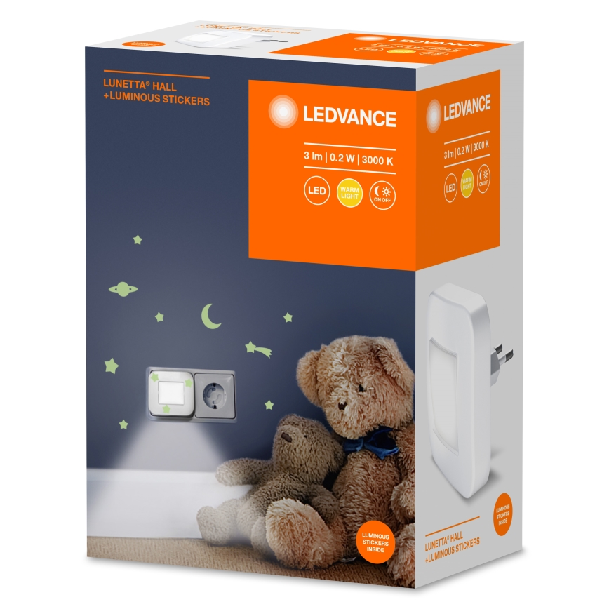 Ledvance - LED Nachtlamp met sensor LUNETTA LED/0,2W/230V