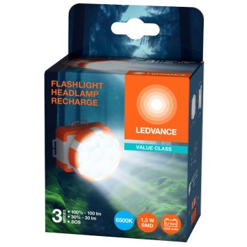 Ledvance - LED Oplaadbare hoofdlamp FLASHLIGHT LED/1,5W/5V 1200mAh