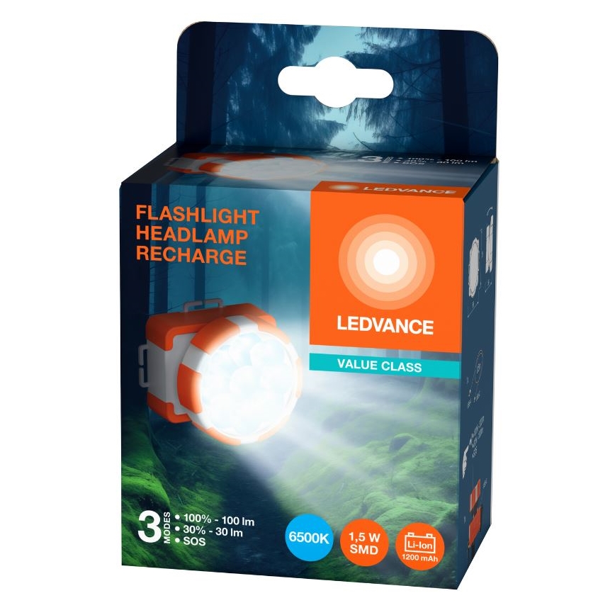 Ledvance - LED Oplaadbare hoofdlamp FLASHLIGHT LED/1,5W/5V 1200mAh