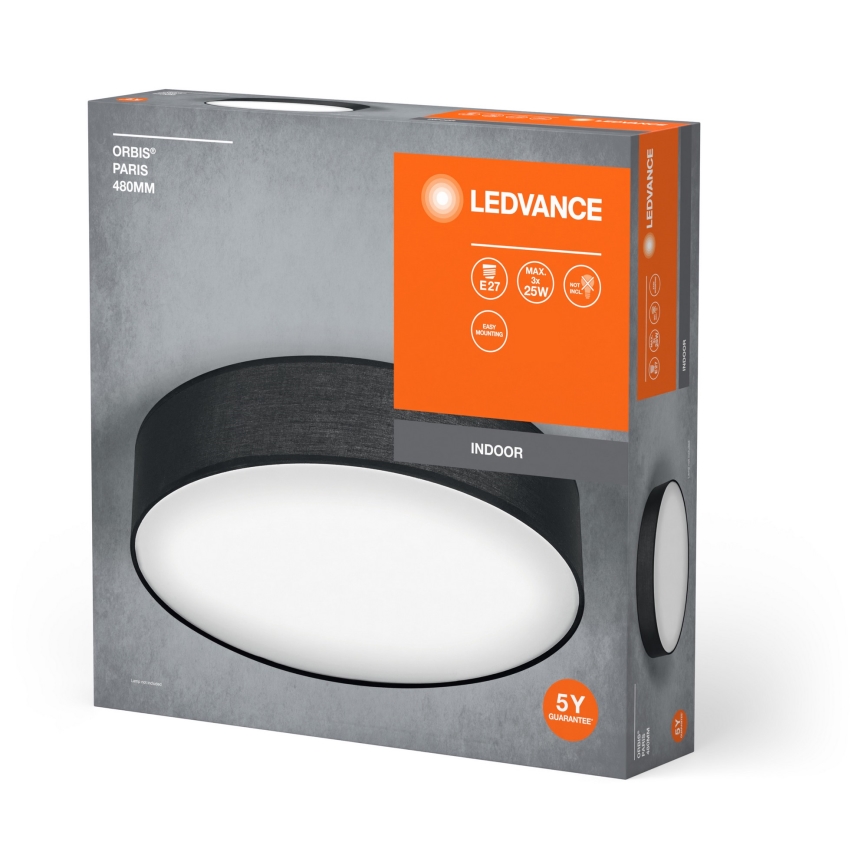 Ledvance - Plafondlamp ORBIS PARIJS 3xE27/25W/230V zwart