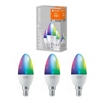 Ledvance - SET 3x LED RGBW Lamp dimbaar SMART + E14 / 5W / 230V 2700K-6500K Wi-Fi