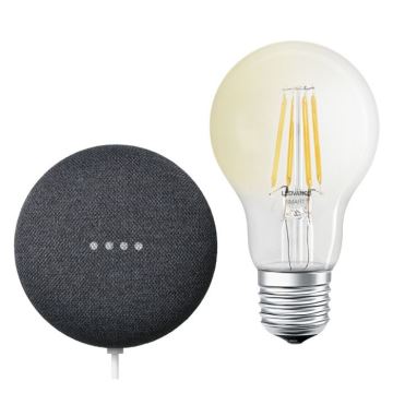 Ledvance - Slimme Luidspreker Google Nest Mini + LED Dimbare Lamp SMART+ A60 E27/60W/230V