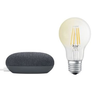 Ledvance - Slimme Luidspreker Google Nest Mini + LED Dimbare Lamp SMART+ A60 E27/60W/230V