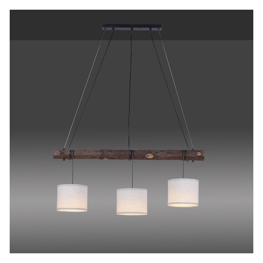 Leuchten Direkt 11238-79 - Hanglamp aan een koord BARK 3xE27/40W/230V hout