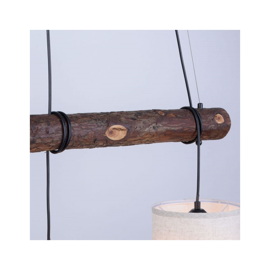 Leuchten Direkt 11238-79 - Hanglamp aan een koord BARK 3xE27/40W/230V hout