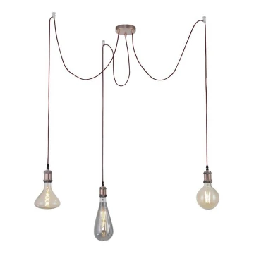 Leuchten Direkt 13571-20 - Hanglamp aan een koord DIY 3xE27/60W/230V koper