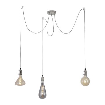 Leuchten Direkt 13571-55 - Hanglamp aan een koord DIY 3xE27/60W/230V mat chroom