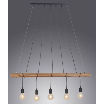 Leuchten Direkt 15515-18 - Hanglamp aan een koord DAMIAN 5xE27/60W/230V eucalyptus