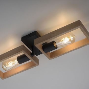 Leuchten Direkt 15657-18 - Bevestigde hanglamp FRANKY 2xE27/60W/230V acacia