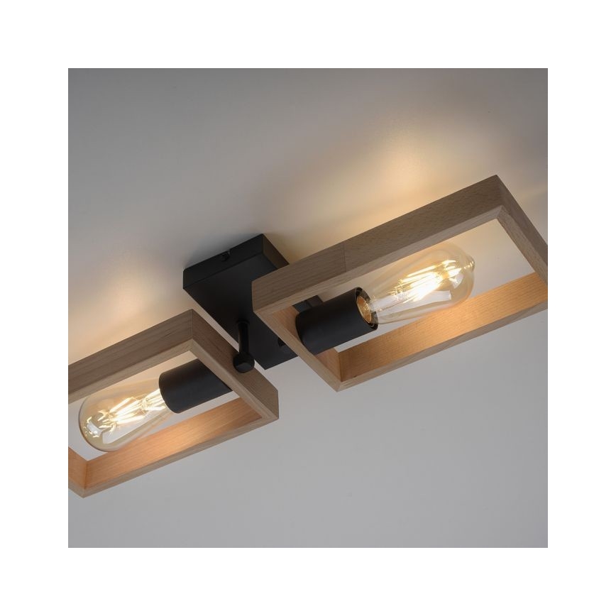 Leuchten Direkt 15657-18 - Bevestigde hanglamp FRANKY 2xE27/60W/230V acacia