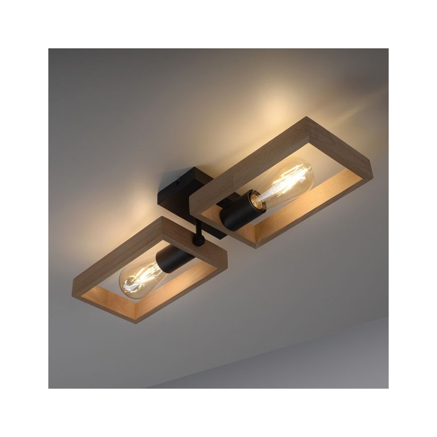 Leuchten Direkt 15657-18 - Bevestigde hanglamp FRANKY 2xE27/60W/230V acacia