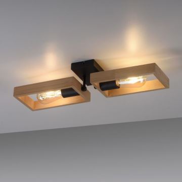 Leuchten Direkt 15657-18 - Bevestigde hanglamp FRANKY 2xE27/60W/230V acacia