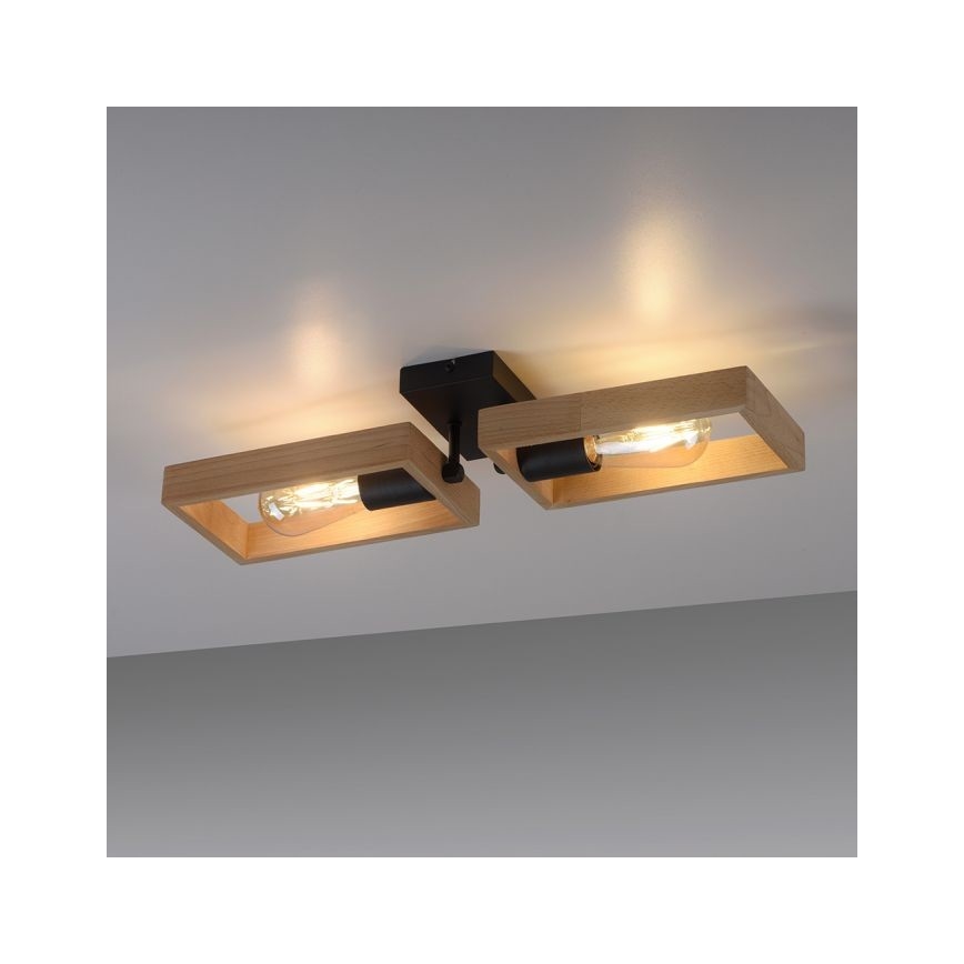 Leuchten Direkt 15657-18 - Bevestigde hanglamp FRANKY 2xE27/60W/230V acacia