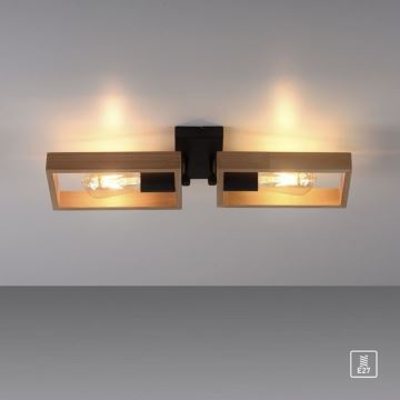 Leuchten Direkt 15657-18 - Bevestigde hanglamp FRANKY 2xE27/60W/230V acacia