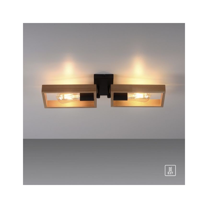 Leuchten Direkt 15657-18 - Bevestigde hanglamp FRANKY 2xE27/60W/230V acacia