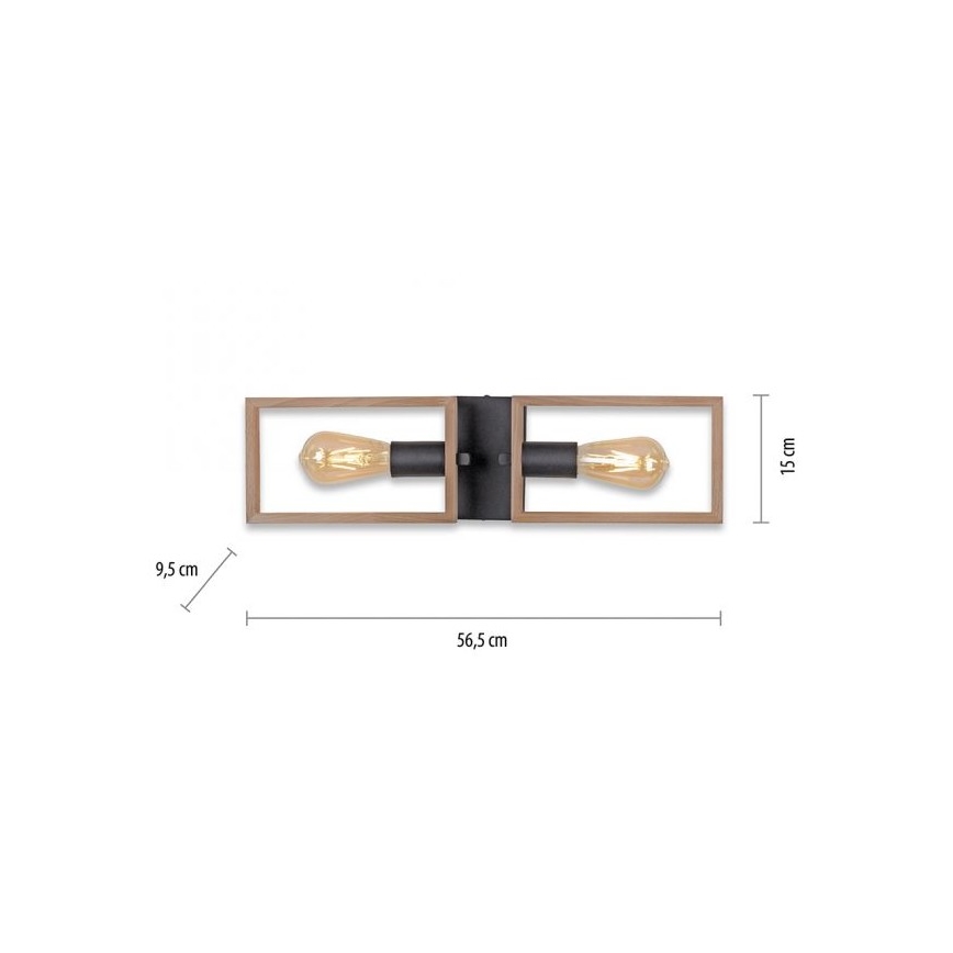 Leuchten Direkt 15657-18 - Bevestigde hanglamp FRANKY 2xE27/60W/230V acacia