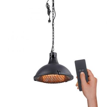 Leuchten Direkt 99511-18 - Élément chauffant extérieur GLOW 900-1200-2100W/230V IP44 noir + télécommande