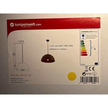 Lindby - Hanglamp aan een koord 1xE27/60W/230V