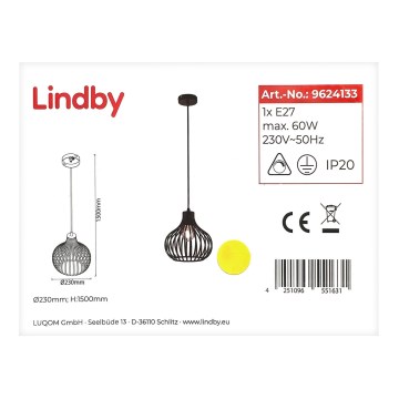 Lindby - Hanglamp aan een koord FRANCES 1xE27/60W/230V
