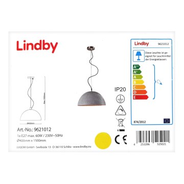 Lindby - Suspension filaire JELIN 1xE27/60W/230V
