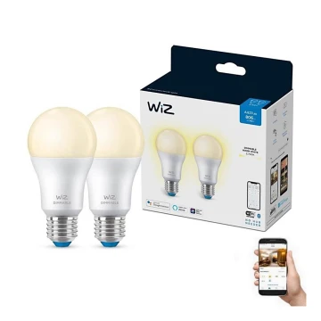 LOT 2x Ampoule à intensité variable LED A60 E27/8W/230V 2700K CRI 90 Wi-Fi - WiZ