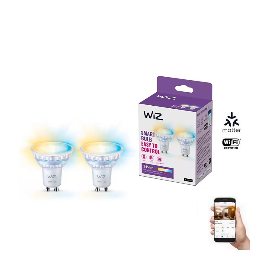 LOT 2x Ampoule à intensité variable LED PAR16 GU10/4,7W/230V 2700-6500K CRI 90 Wi-Fi - WiZ