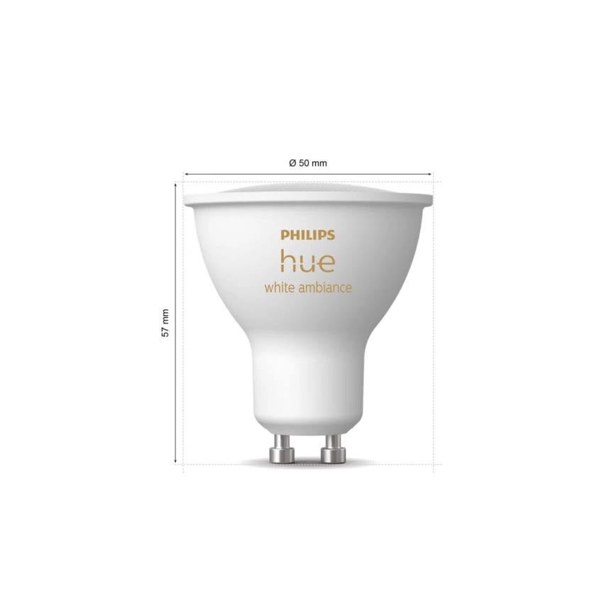 LOT 2x Ampoule à intensité variable LED Philips Hue WHITE AMBIANCE GU10/4,2W/230V 2200-6500K