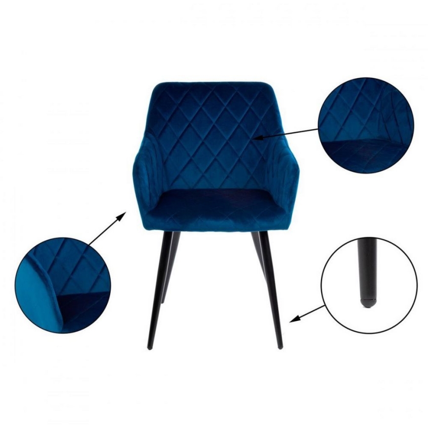 LOT 2x Chaises de salle à manger RICO bleues