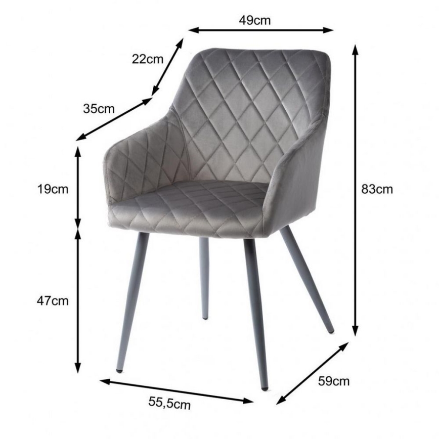 LOT 2x Chaises de salle à manger RICO grises