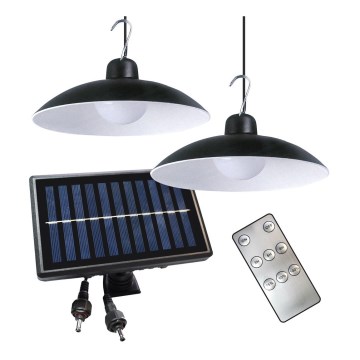 LOT 2x Suspension solaire avec détecteur crépusculaire LED/6W/3,7V 2000 mAh IP44 + télécommande