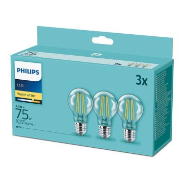 LOT 3x Ampoules LED Philips E27/8,5W/230V 2700K