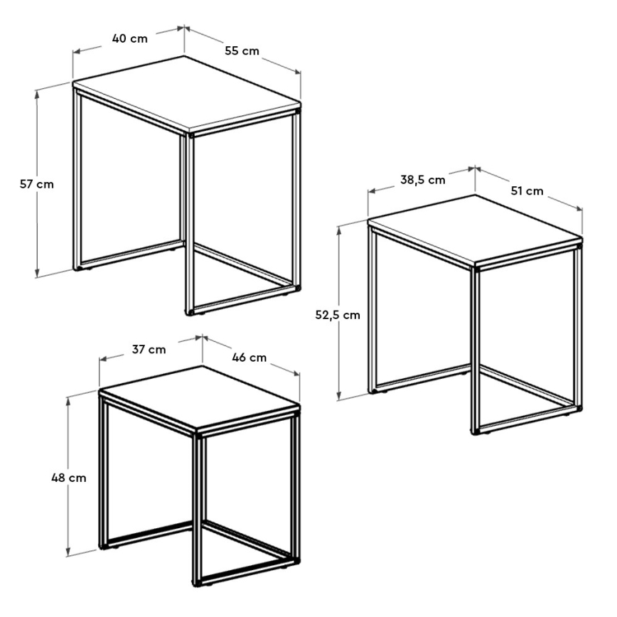 LOT 3x Table basse noir