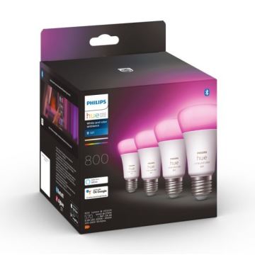 LOT 4x Ampoule LED à intensité variable Philips Hue White And Color Ambience E27/6,5W/230V 2000-6500K