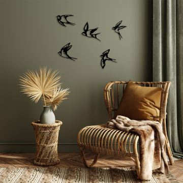 LOT 5x Décoration murale oiseaux métal