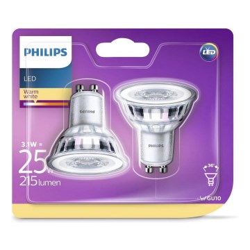 Lot de 2 Ampoule LED Philips GU10/3.1W/230V 2700K