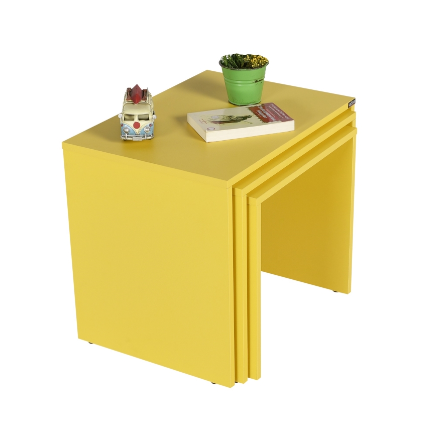 LOT x3 Table basse jaune