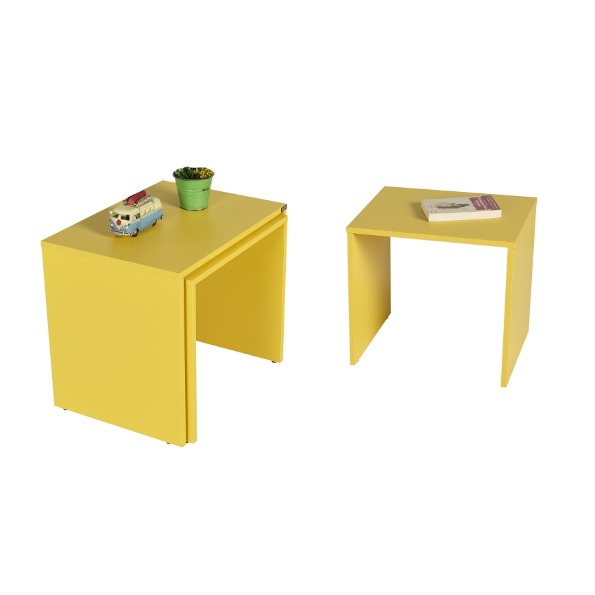 LOT x3 Table basse jaune