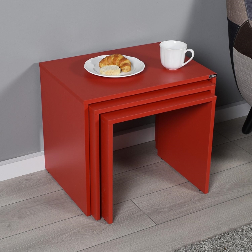 LOT x3 Table basse rouge