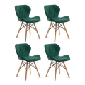 LOT x4 Chaise de repas TRIGO 74x48 cm vert clair/hêtre