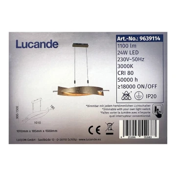 Lucande - Dimbare LED hanglamp aan een koord MARIJA LED/24W/230V