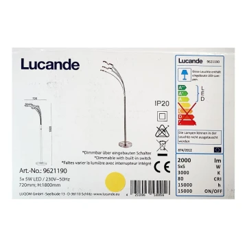 Lucande - Lampadaire LED à intensité variable CATRIONA 5xLED/5W/230V