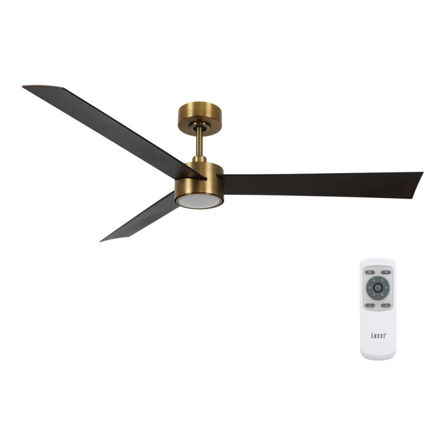 Lucci air 21610549- LED dimbare plafondventilator CLIMATE 1xGX53/12W/230V wengé/goud + afstandsbediening