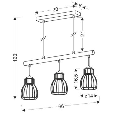 Lustre avec fil BERNITA 3xE27/60W/230V