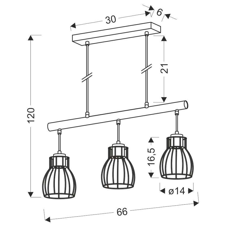 Lustre avec fil BERNITA 3xE27/60W/230V