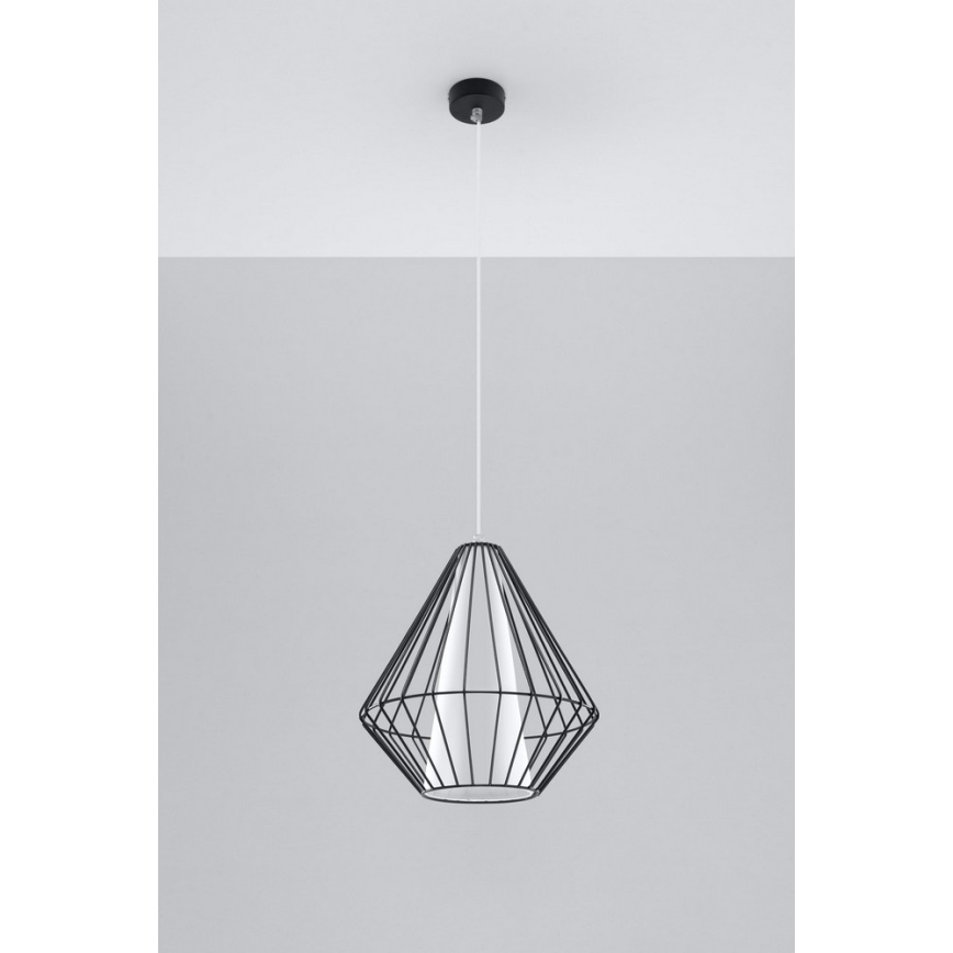 Lustre avec fil DEMI 1xE27 60W 230V noir blanc Lumimania