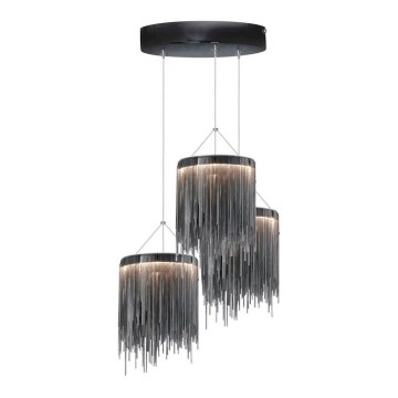 Lustre avec fil LED CASCATA BLACK 3xLED/54W/230V