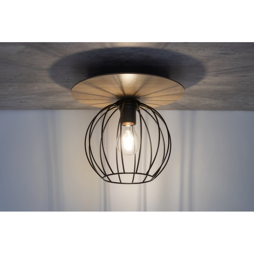 Lustre monté en surface CYBER 1xE27/60W/230V bois/noir